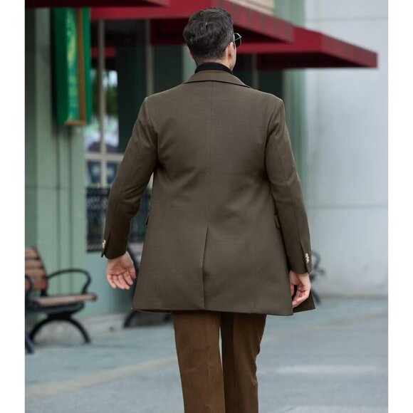 Mens Brown  Winter Jacket Trench Coats for Men Long Jackets Warm Double+ - Picture 6 of 7